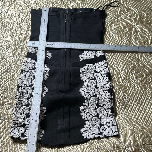Bebe Black and White Strapless Bodycon Dress - Picture 9 of 9